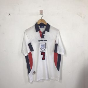 1998 England Home Shirt Beckham #7 (Very Good) Size L