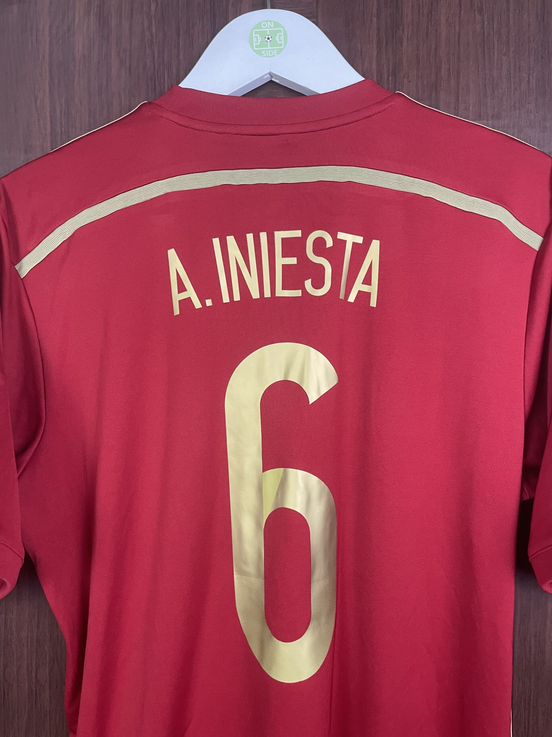2014 Spain Home Shirt Iniesta #6 (Excellent) Size M - Onside Kits